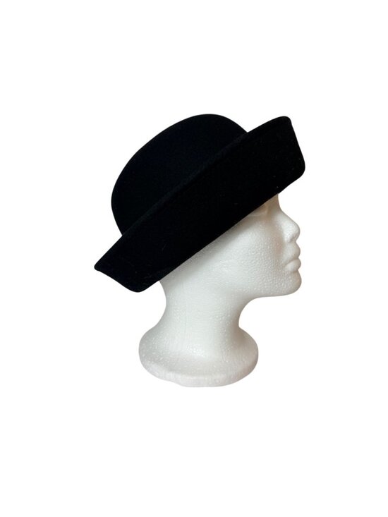 Vintage Black Wool Bowler Hat Upturn Brim Derby Formal Church Hat Winter Milline main image 10
